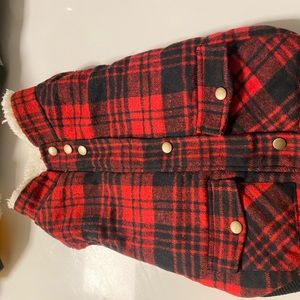 Hotel Doggy Plaid Coat With Sherpa Lining